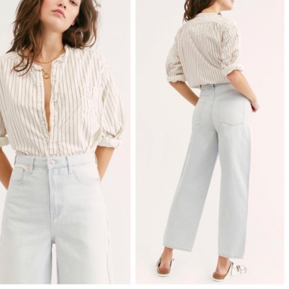 Free People Frank Dad Jeans in Icy Blue  NWT